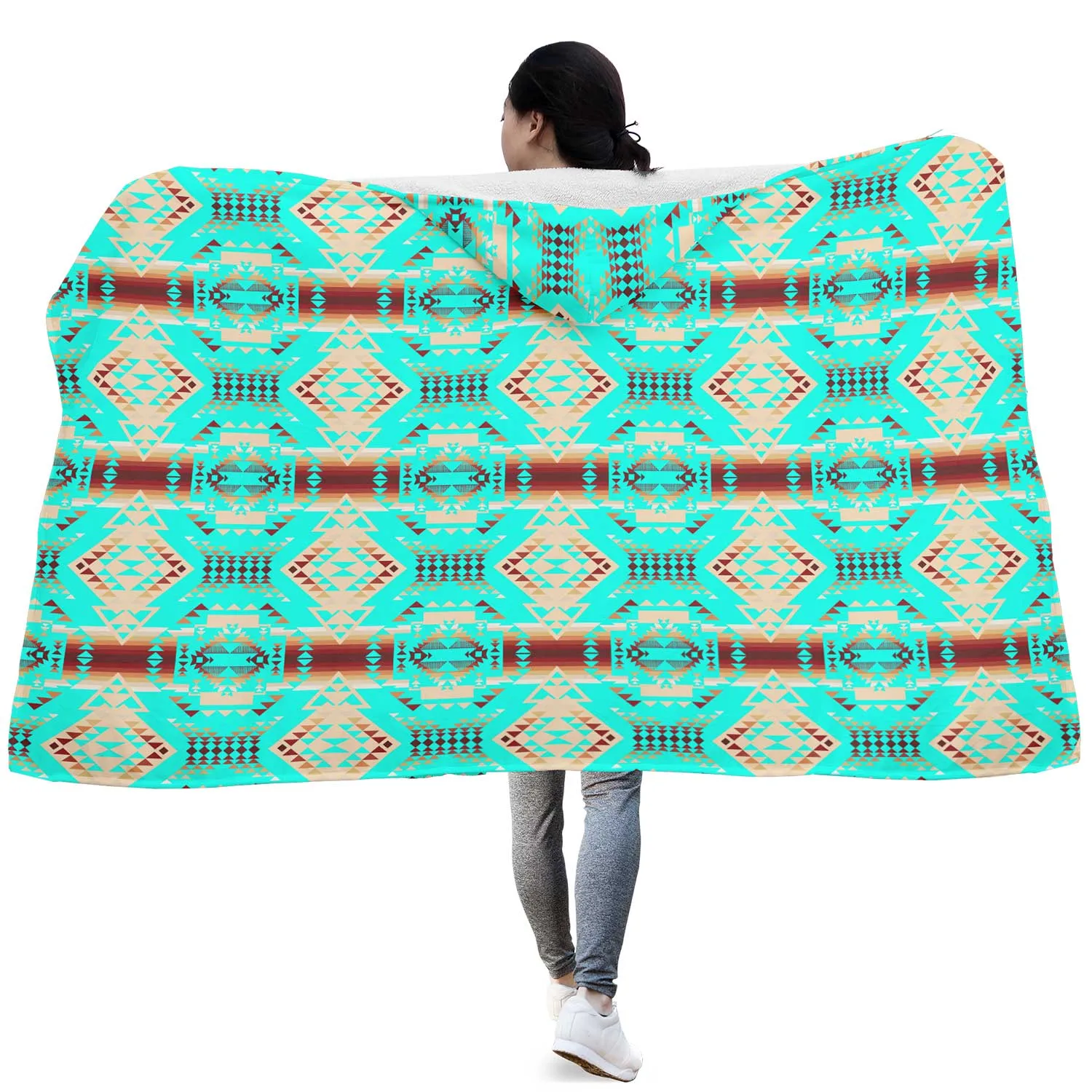 Gathering Earth Turquoise Hooded Blanket