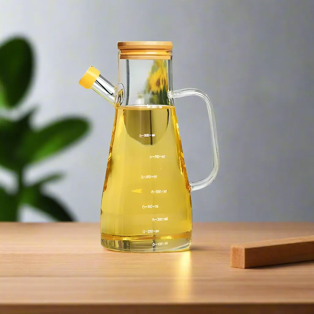 Glass Oil Bottle With Wooden Lid 900ml