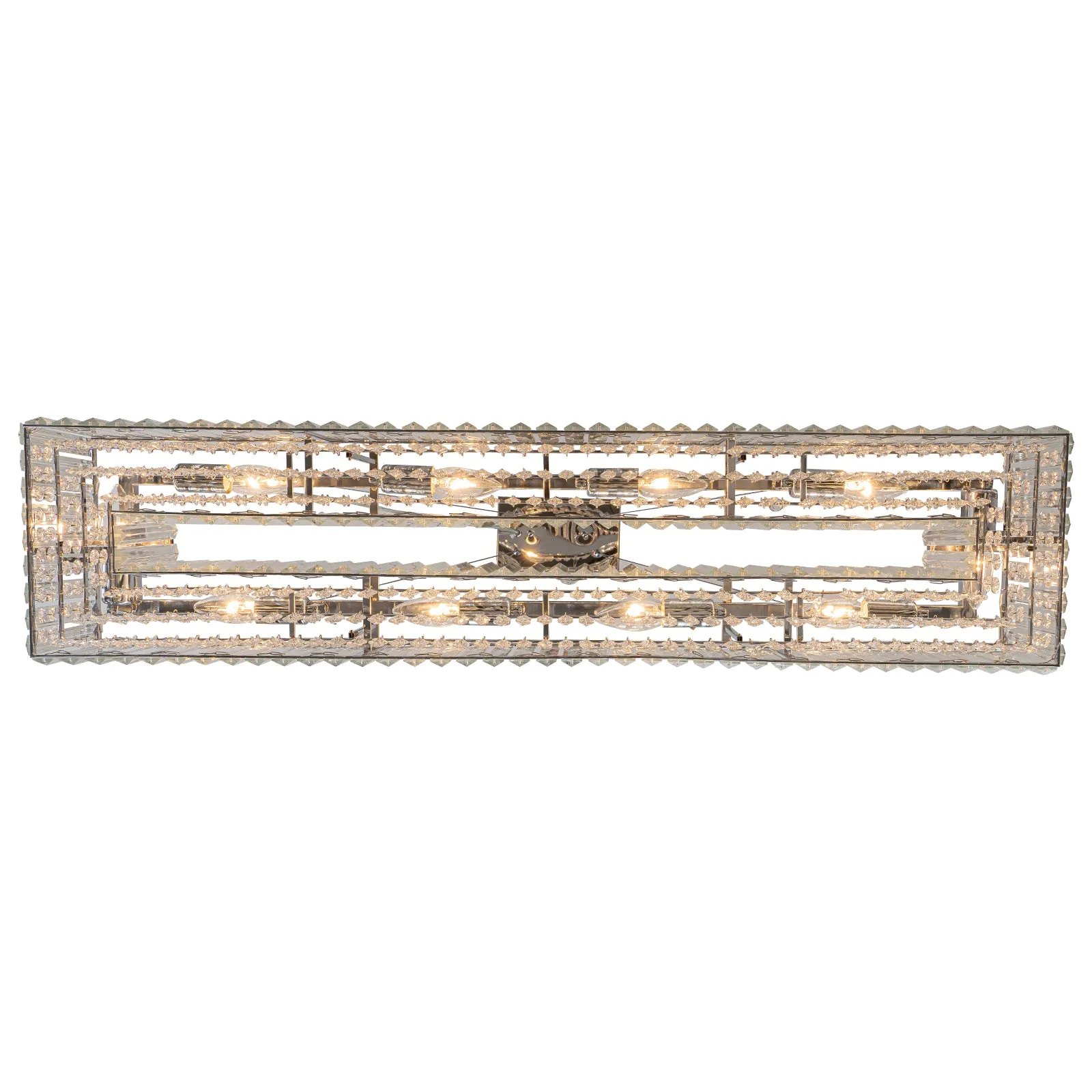 Glowlings 10-Light 39"Wide Modern Large Rectangle Linear Crystal Chandelier