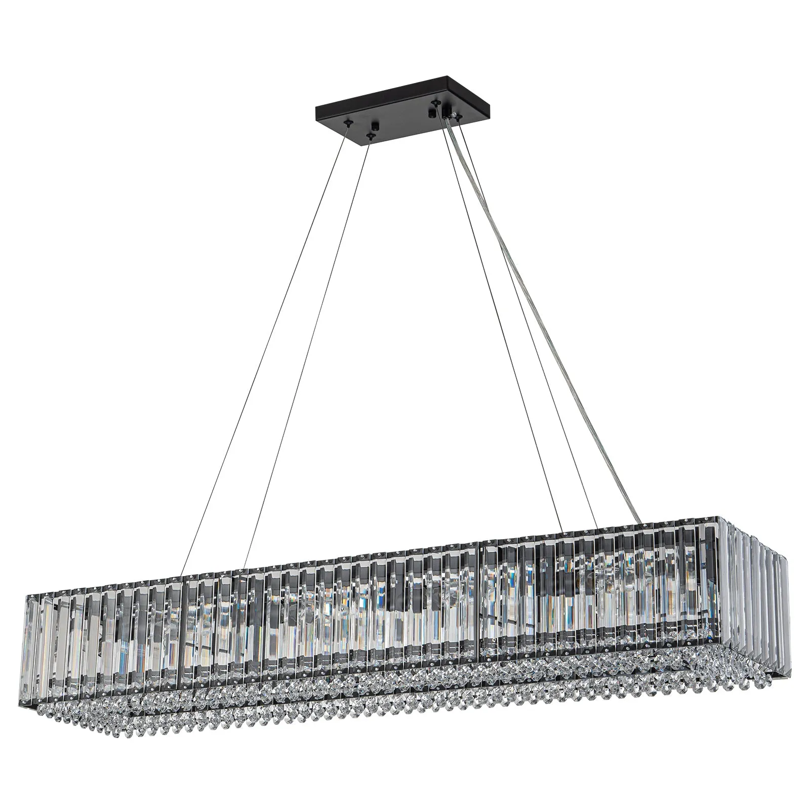 Glowlings 10-Light 39"Wide Modern Large Rectangle Linear Crystal Chandelier