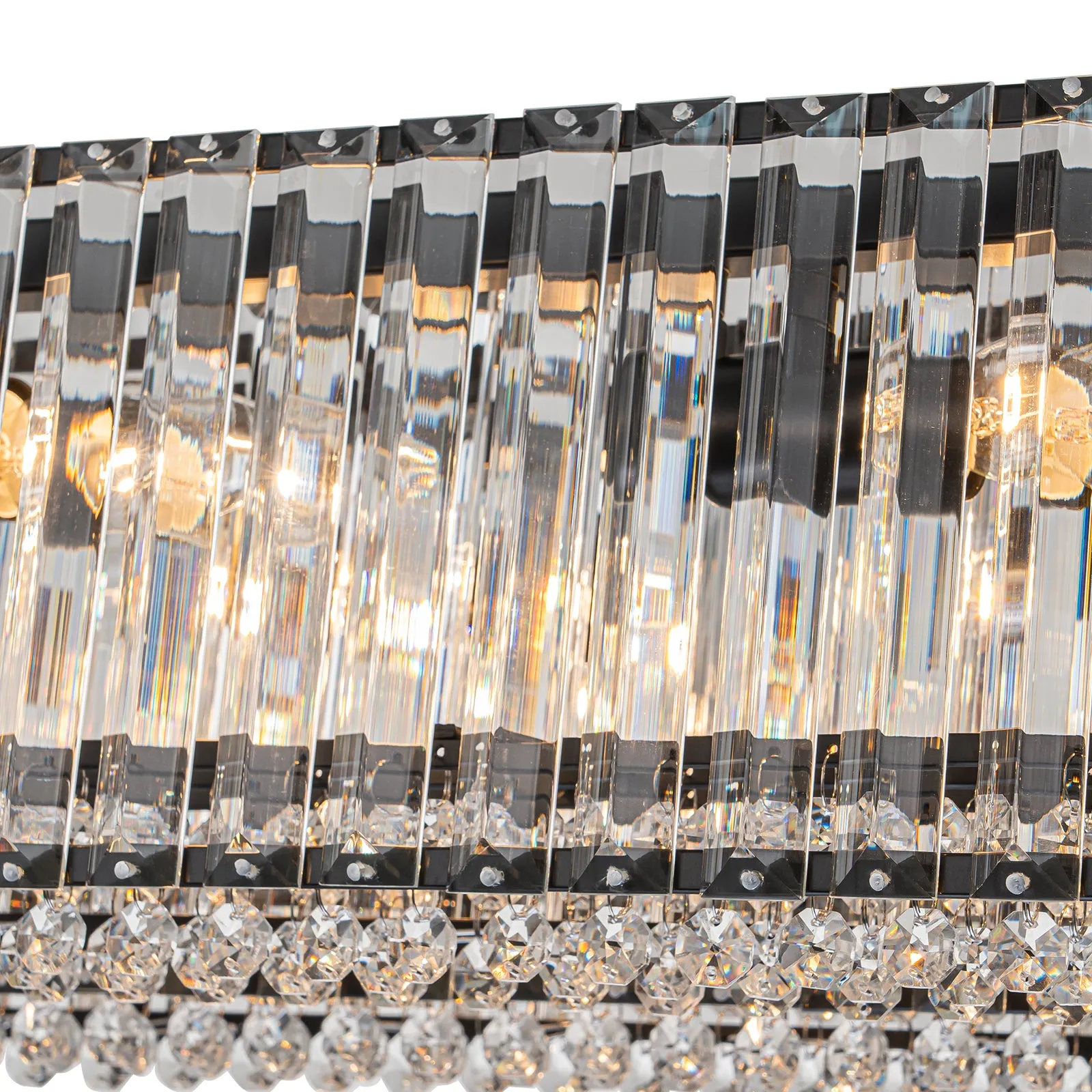 Glowlings 10-Light 39"Wide Modern Large Rectangle Linear Crystal Chandelier