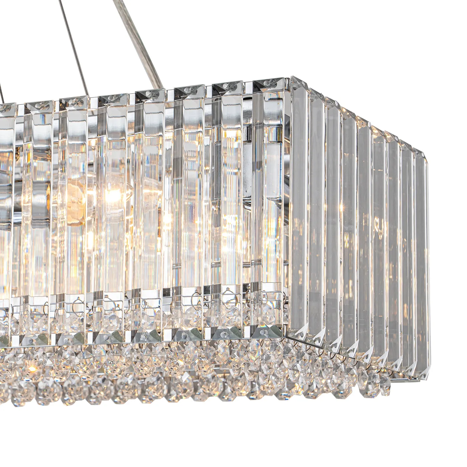 Glowlings 10-Light 39"Wide Modern Large Rectangle Linear Crystal Chandelier