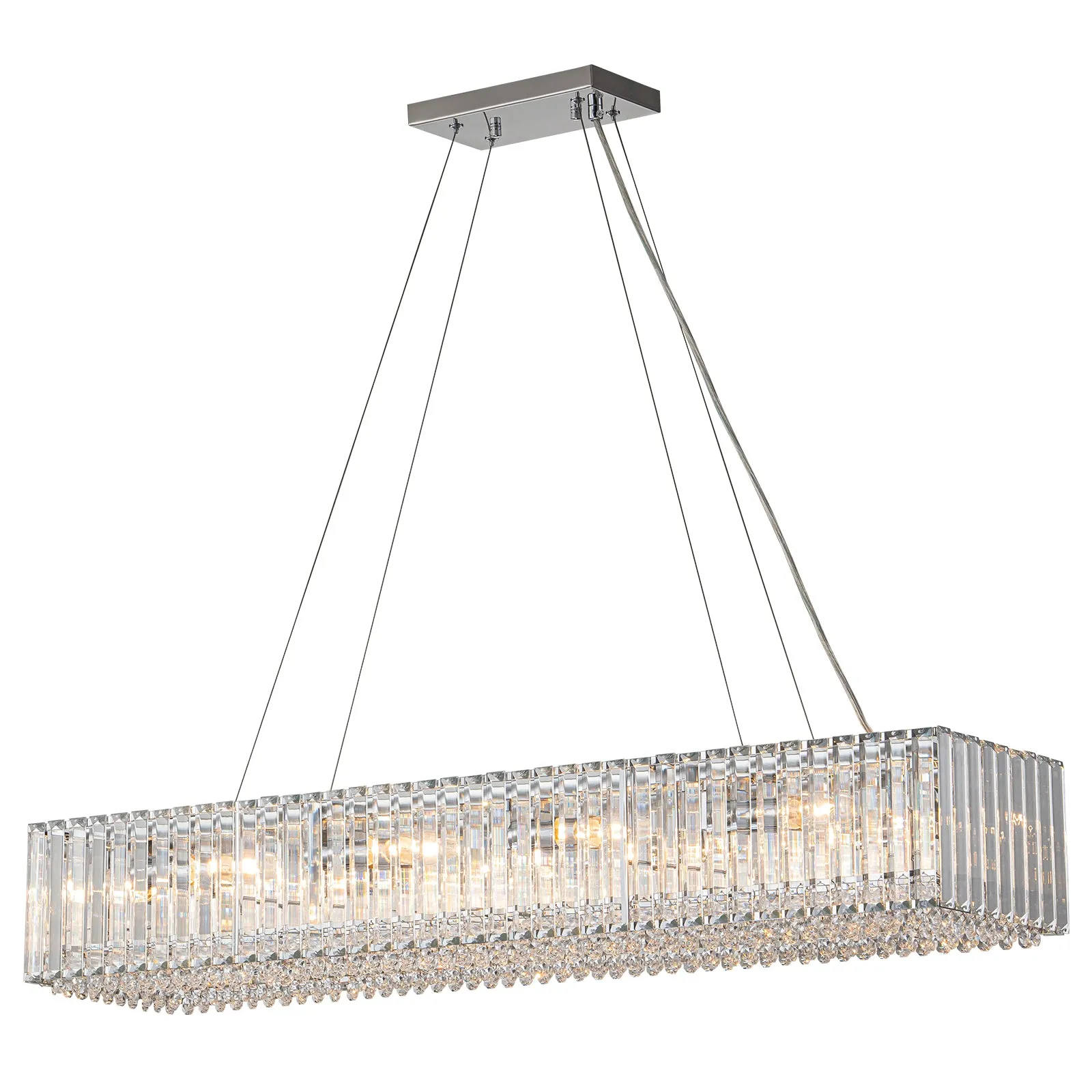 Glowlings 10-Light 39"Wide Modern Large Rectangle Linear Crystal Chandelier