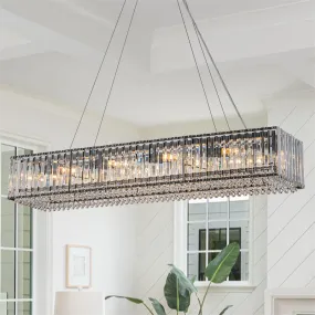 Glowlings 10-Light 39"Wide Modern Large Rectangle Linear Crystal Chandelier