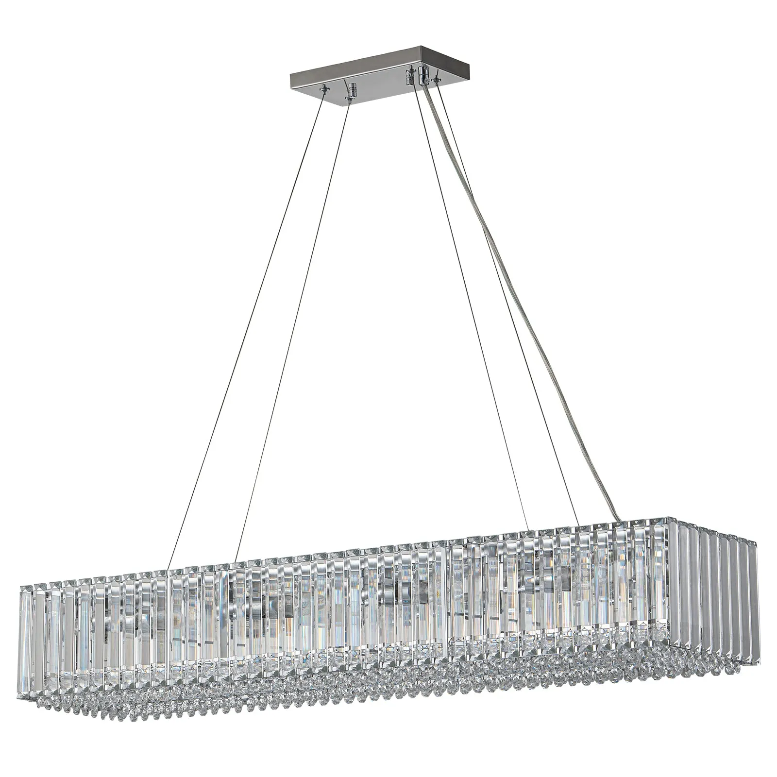 Glowlings 10-Light 39"Wide Modern Large Rectangle Linear Crystal Chandelier