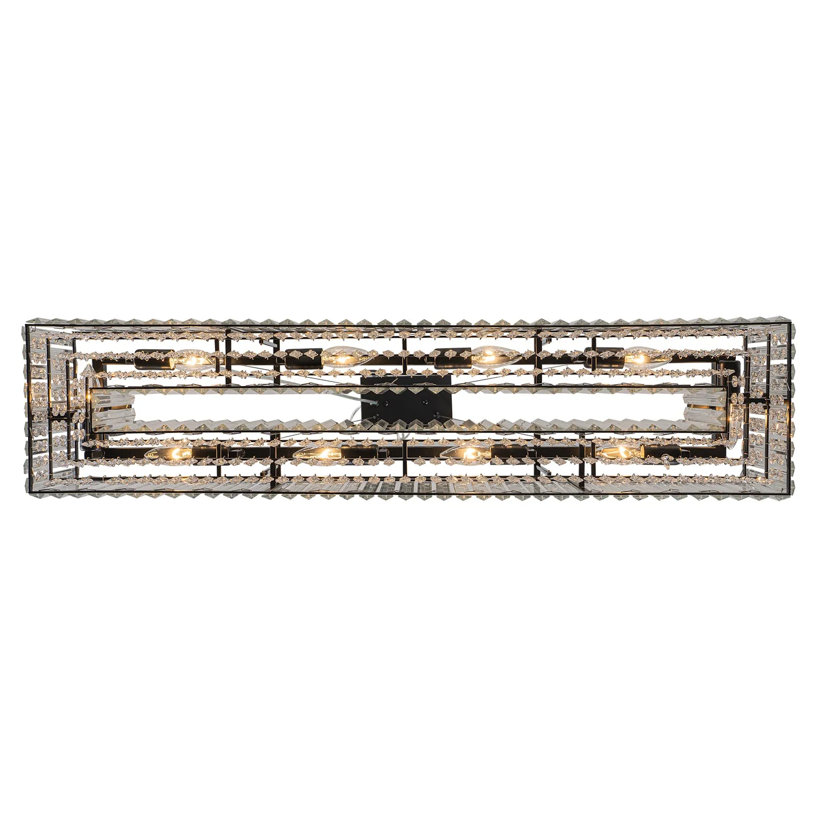 Glowlings 10-Light 39"Wide Modern Large Rectangle Linear Crystal Chandelier