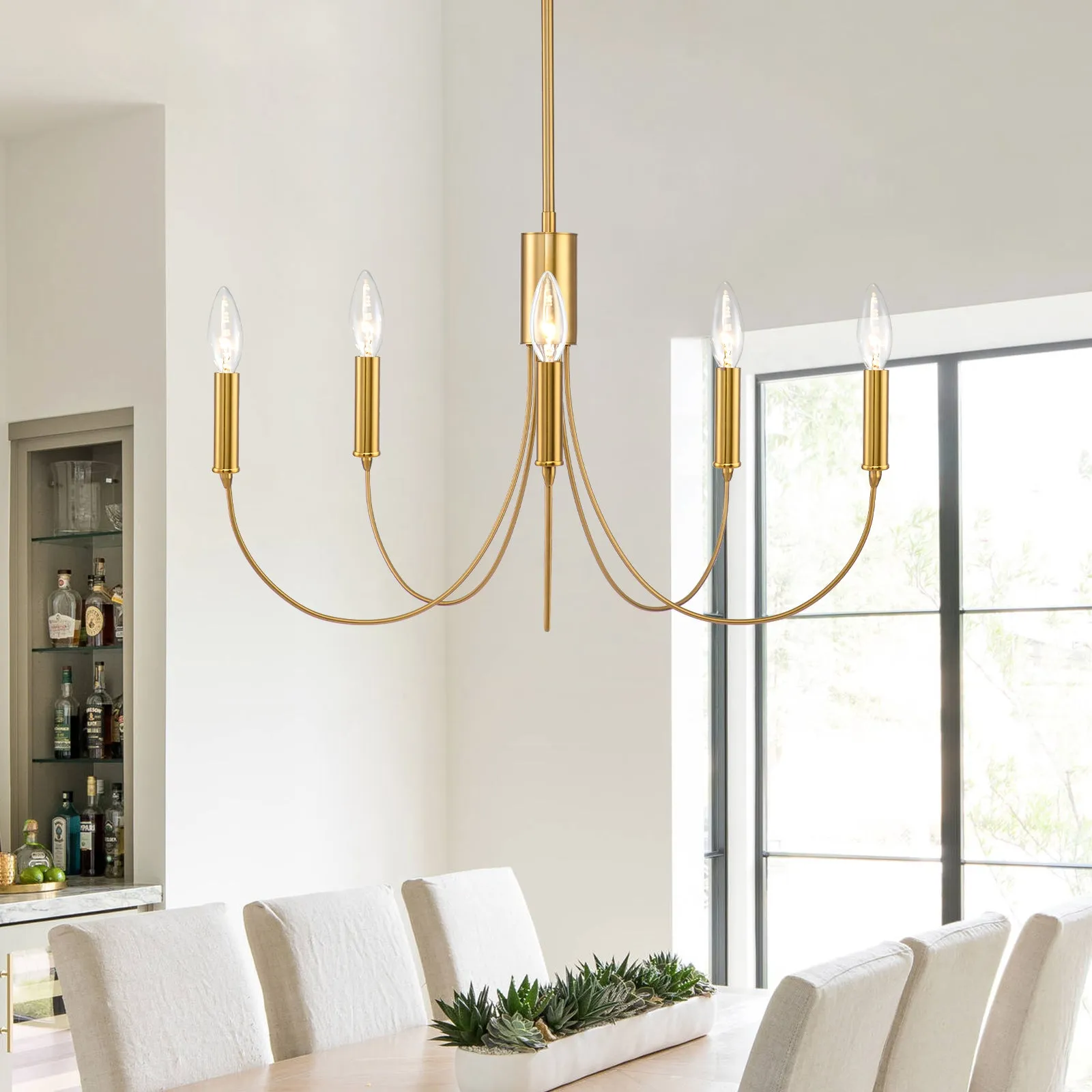 Glowlings 5-Light Classic Dimmable Candle Style Chandelier for Dining Room