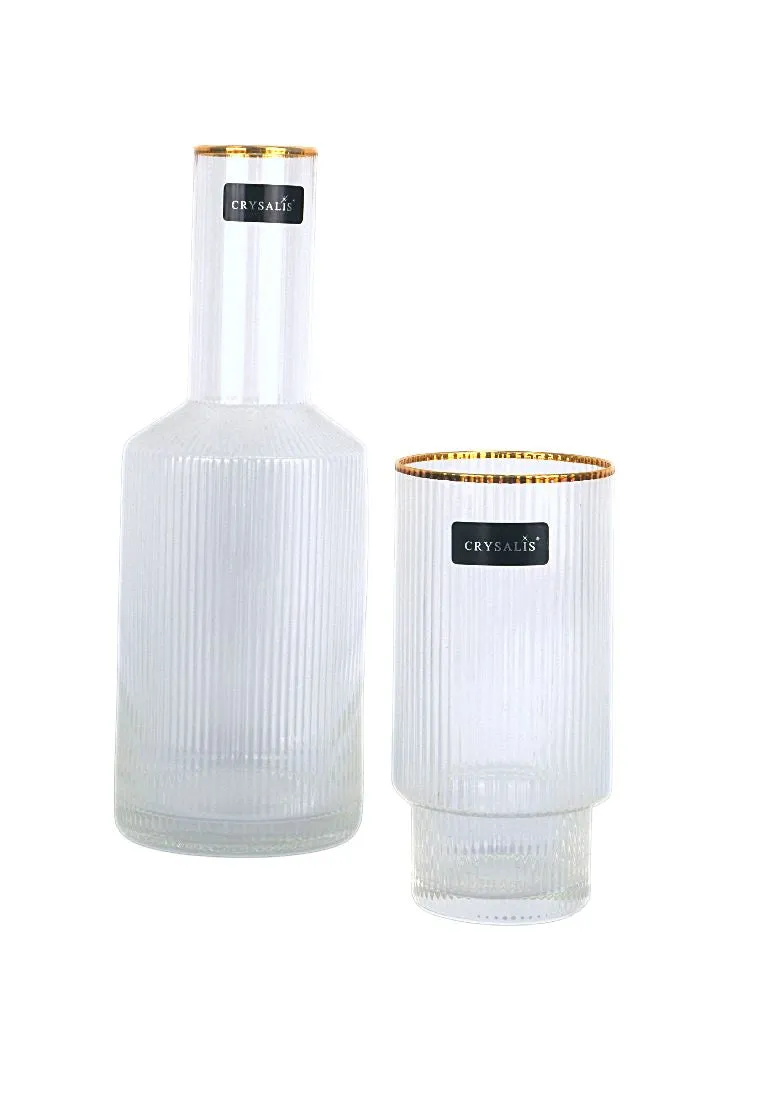 Gold Rim Ripple Carafe with Glass