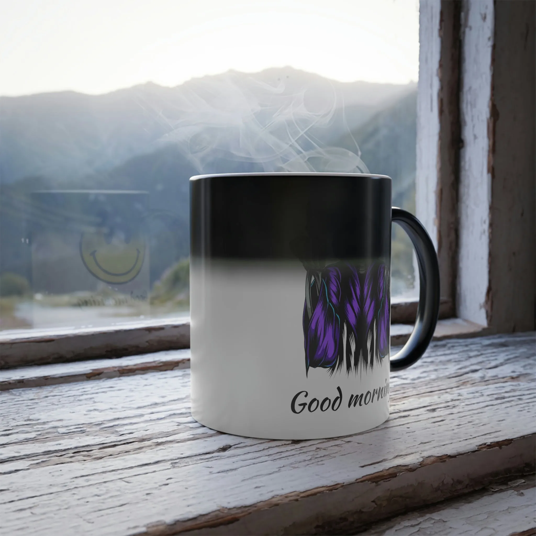 Good morning Smiley/Grim Reaper 11oz Color Morphing Mug