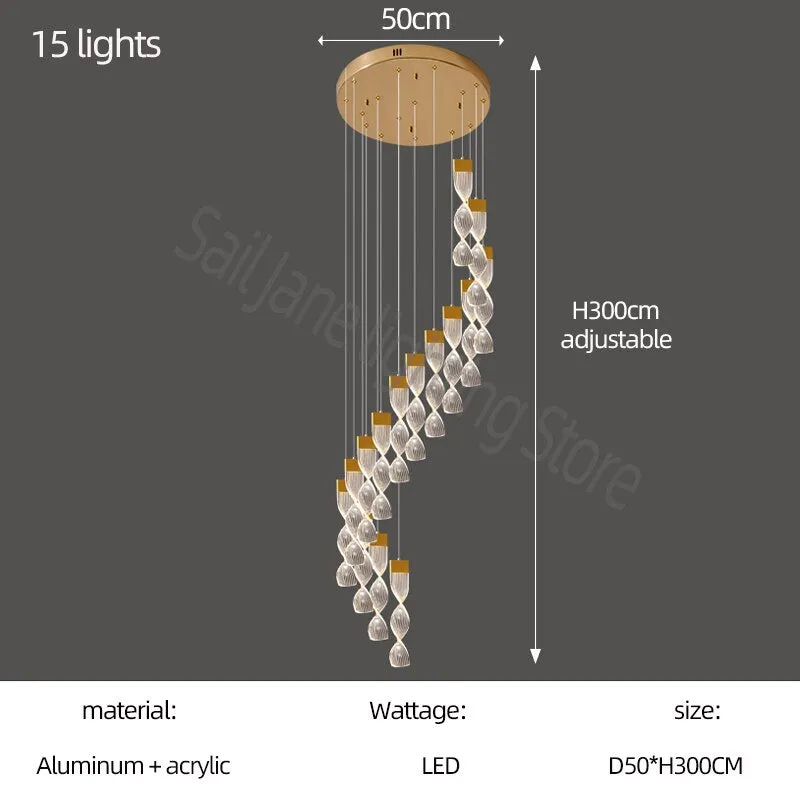 Grand Twirl Staircase Chandelier: Premium Lighting Solution