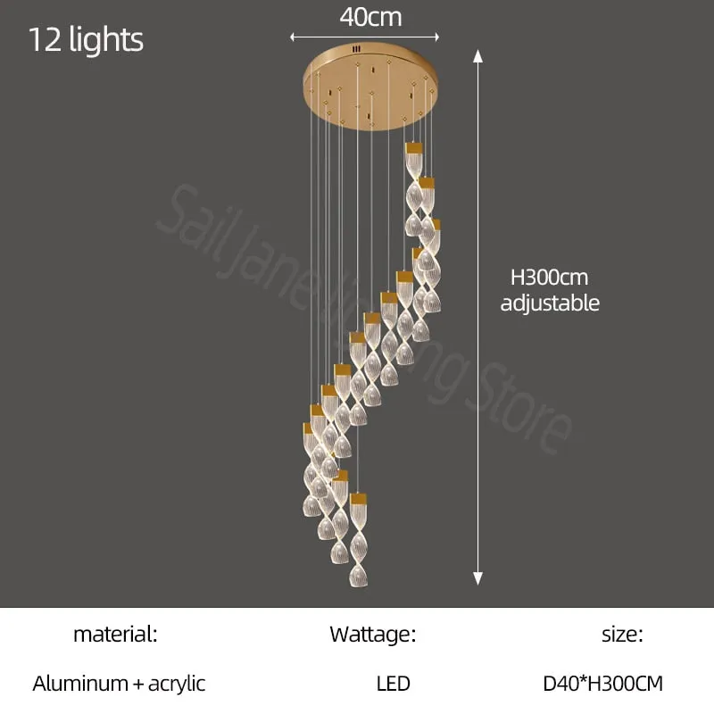 Grand Twirl Staircase Chandelier: Premium Lighting Solution