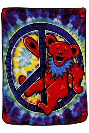 Grateful Dead Peace Bear Fleece Throw Blanket