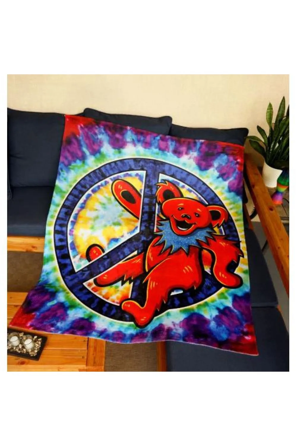 Grateful Dead Peace Bear Fleece Throw Blanket