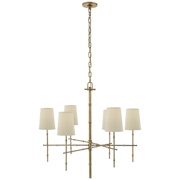 GRENOL 6 LIGHT BAMBOO CHANDELIER, HAND RUBBED ANTIQUE BRASS