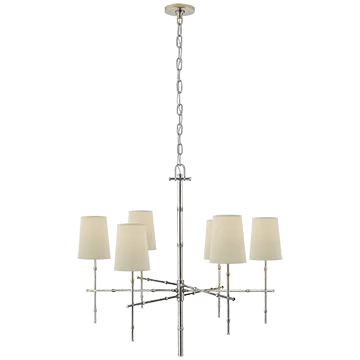 GRENOL 6 LIGHT BAMBOO CHANDELIER, POLISHED NICKEL