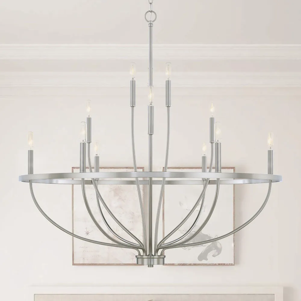 GREYSON 12 LIGHT CHANDELIER, BRUSHED NICKEL