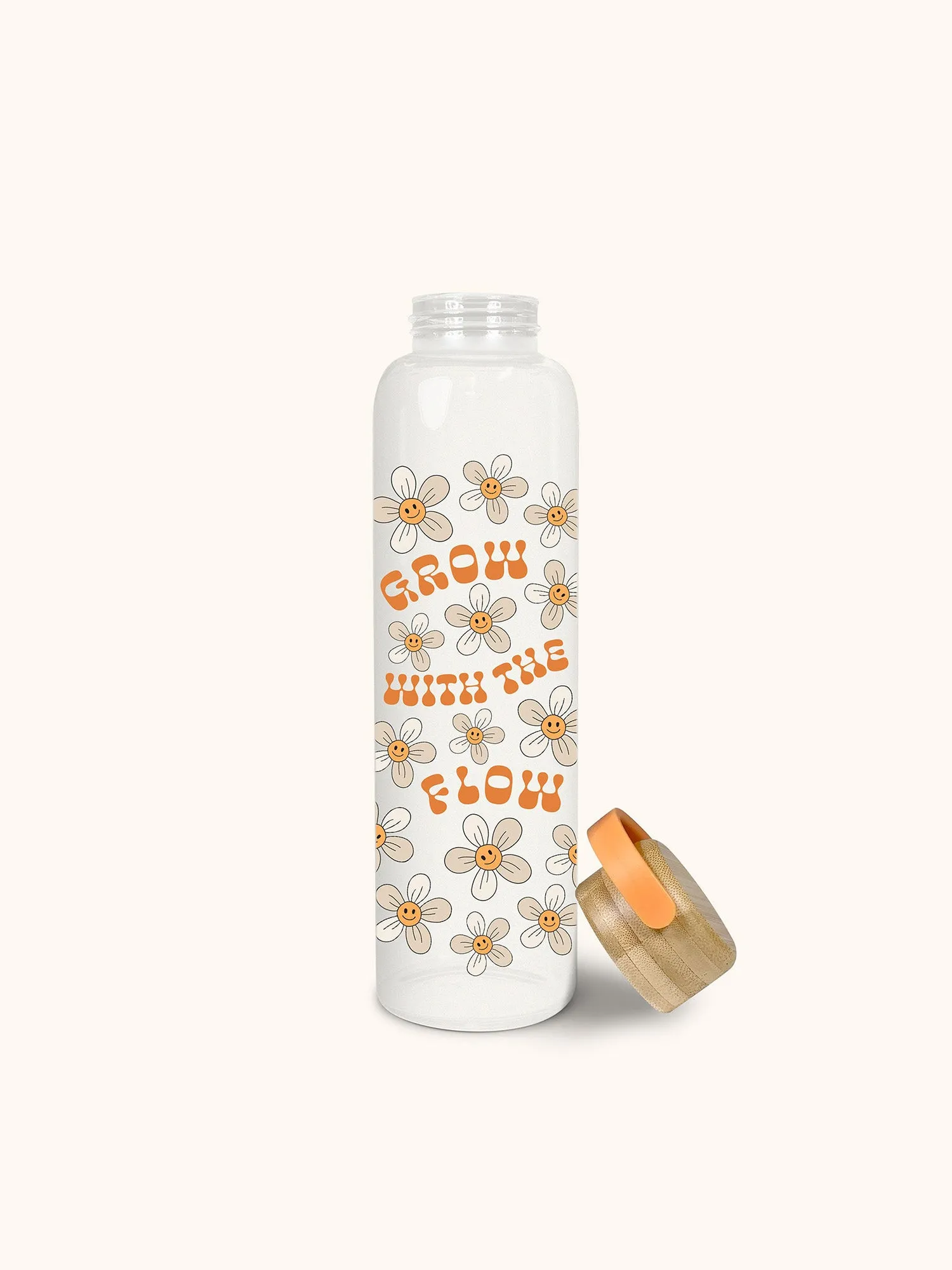 Grow with the Flow Glass Water Bottle with Bamboo Lid