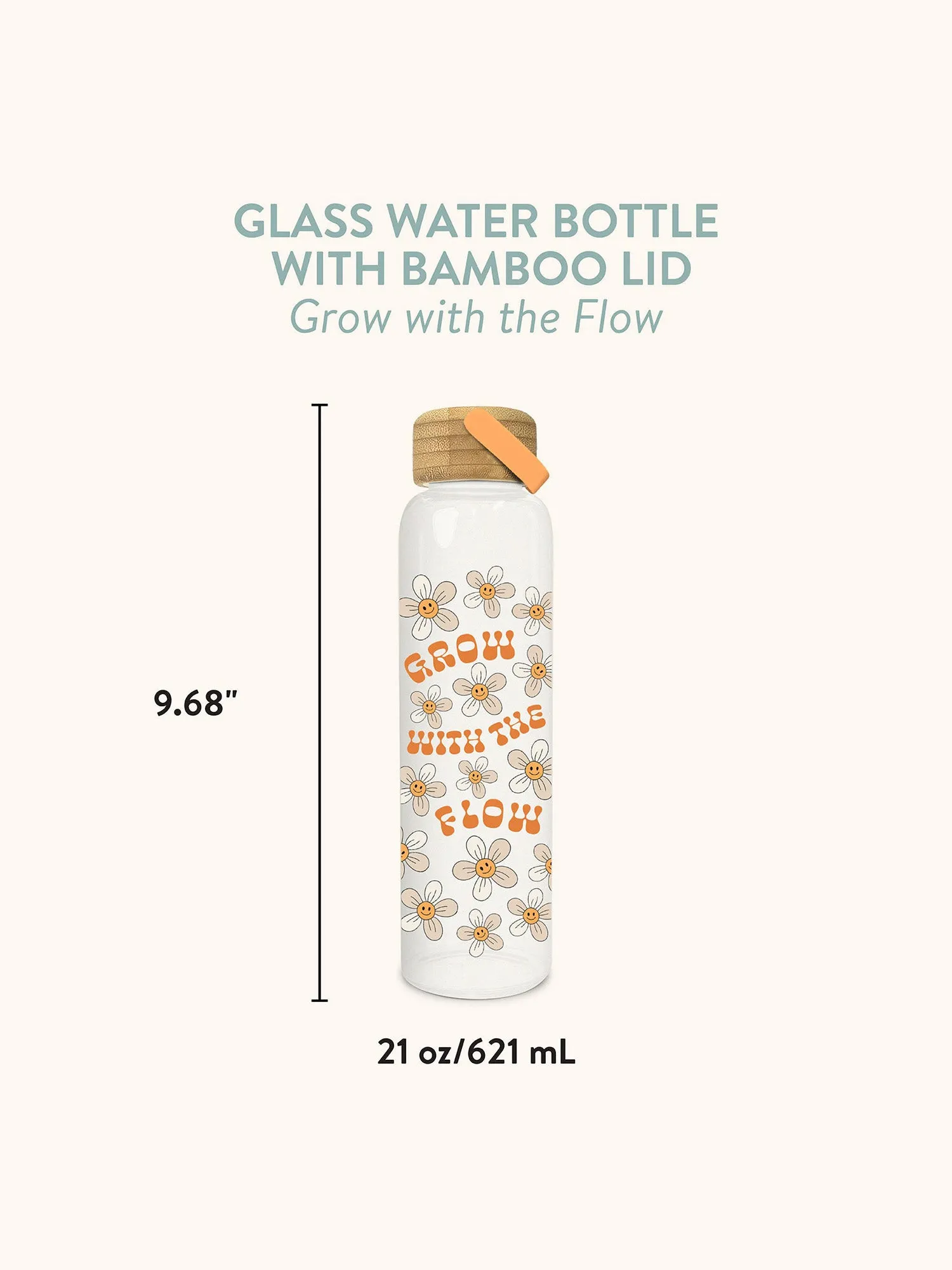 Grow with the Flow Glass Water Bottle with Bamboo Lid