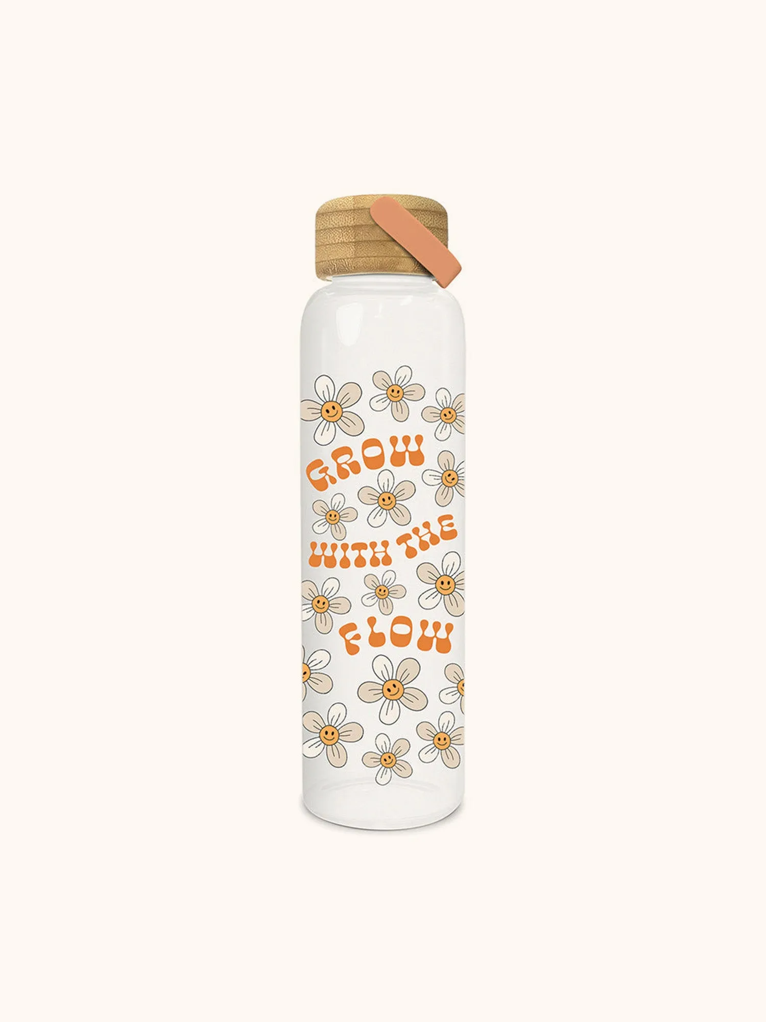 Grow with the Flow Glass Water Bottle with Bamboo Lid