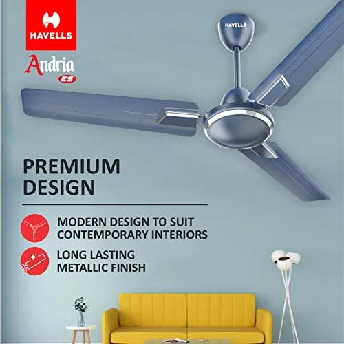 Havells 1200mm Andria Energy Saving Ceiling Fan (Indigo Blue, Pack of 1)