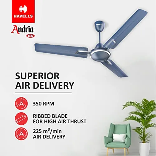 Havells 1200mm Andria Energy Saving Ceiling Fan (Indigo Blue, Pack of 1)