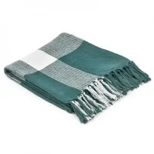 Highland 80289BSW Blue Spruce/White Throw Blanket