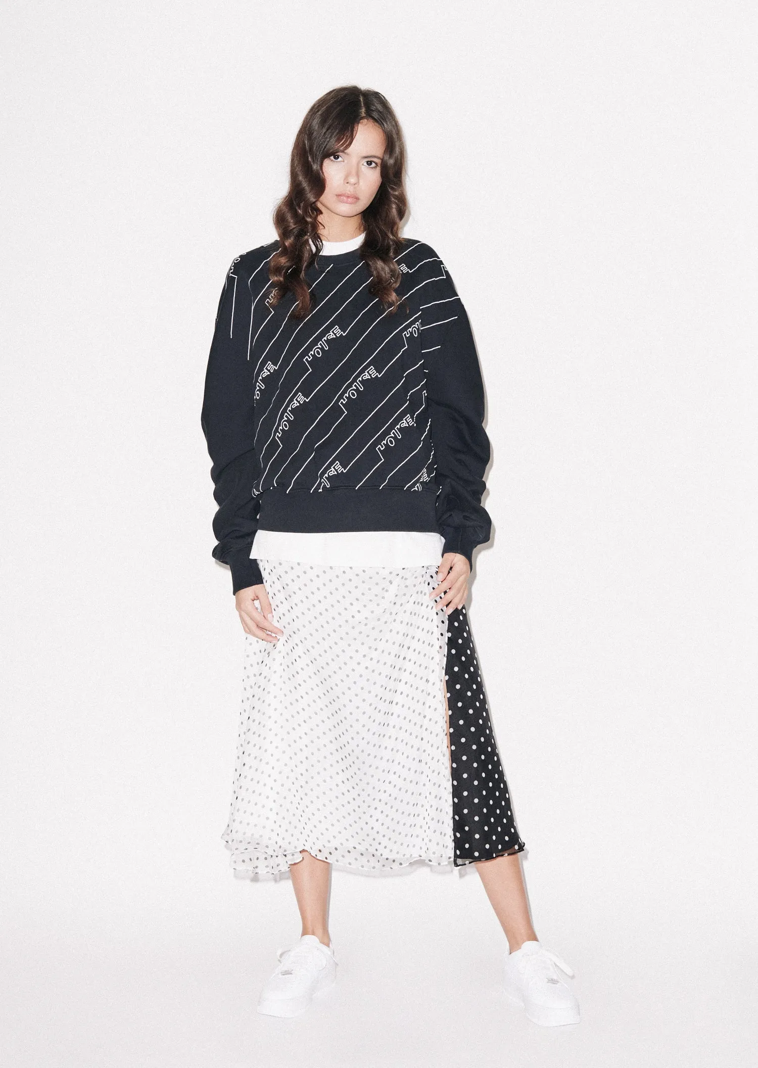 House of Holland Gathered Sleeve Mono Sweatshirt