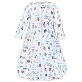 Hudson Baby Long Sleeve Muslin Sleeping Bag, Wearable Blanket, Sleep Sack, Alphabet Animals