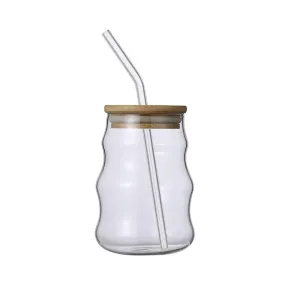 Iced Glass Mug With Straw 500ml (plain)