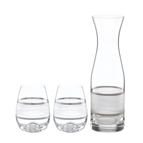 Ile de Re Platinum Carafe with 2 Stemless Wines