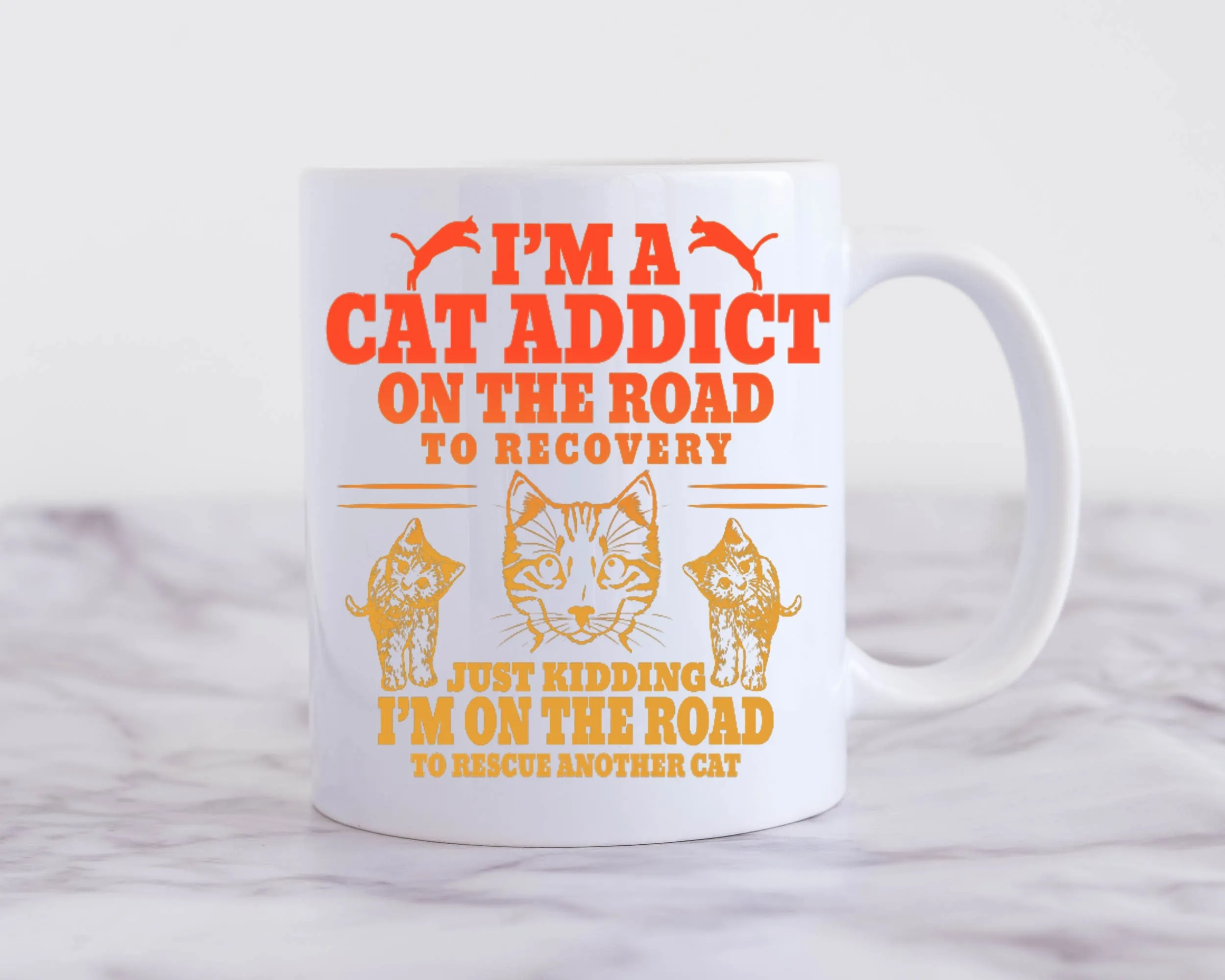 im a cat addict on the road to recovery, cat lover gift  - funny cat  mug gift