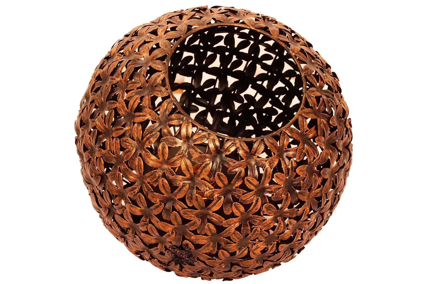 Indian Art Villa Pure Iron Leafe Design Lamp, Home Decore Gift item, 24.38 cm, Brown