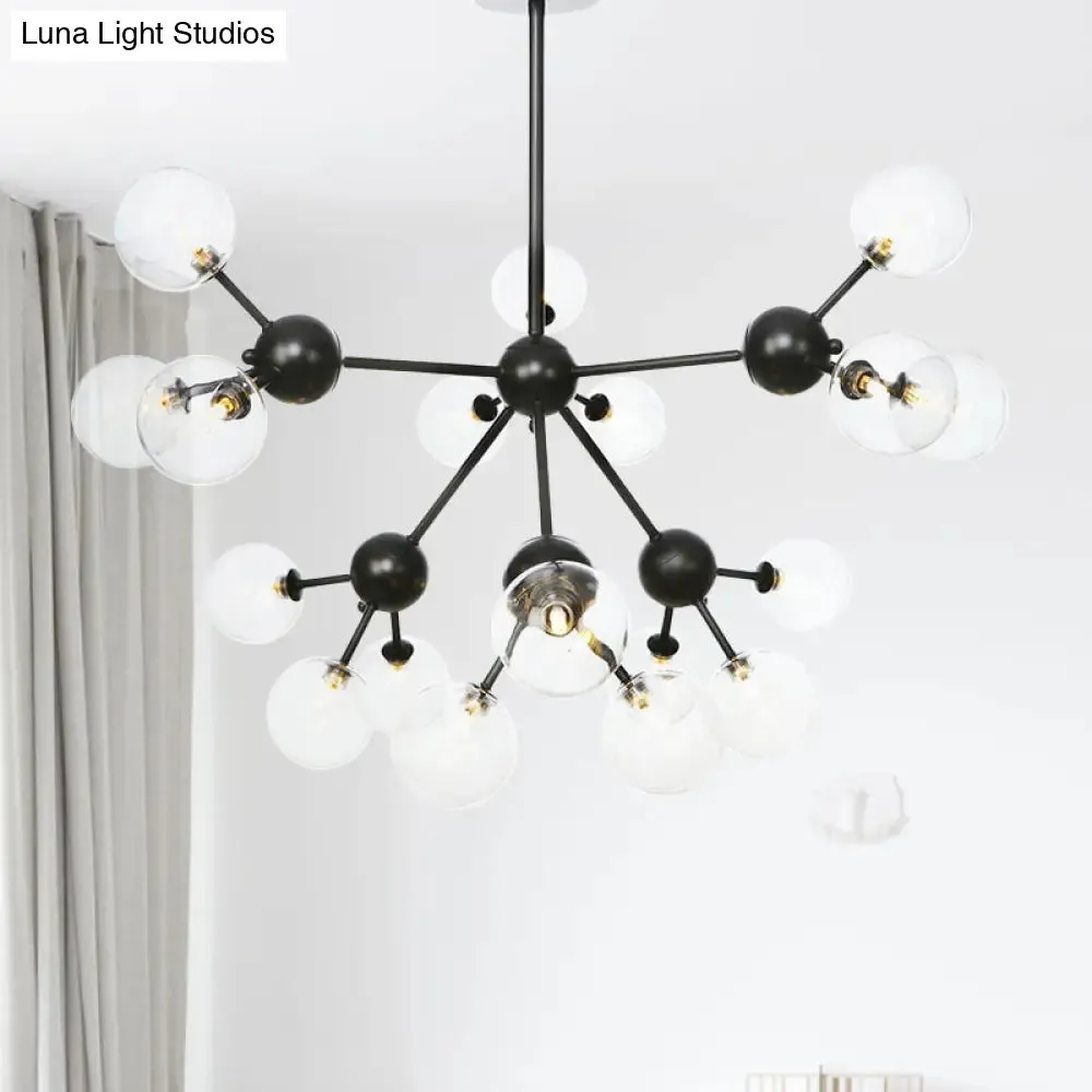 Industrial Orb Chandelier Lamp with Sputnik Design, Amber/Clear/Smoke Gray Glass, 3/9/12 Lights, 13"/27.5"/34" Wide