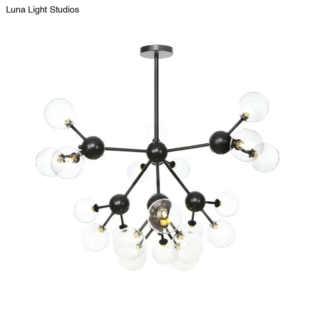 Industrial Orb Chandelier Lamp with Sputnik Design, Amber/Clear/Smoke Gray Glass, 3/9/12 Lights, 13"/27.5"/34" Wide