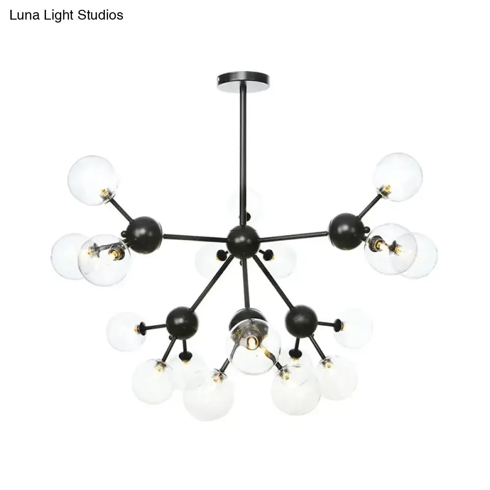 Industrial Orb Chandelier Lamp with Sputnik Design, Amber/Clear/Smoke Gray Glass, 3/9/12 Lights, 13"/27.5"/34" Wide