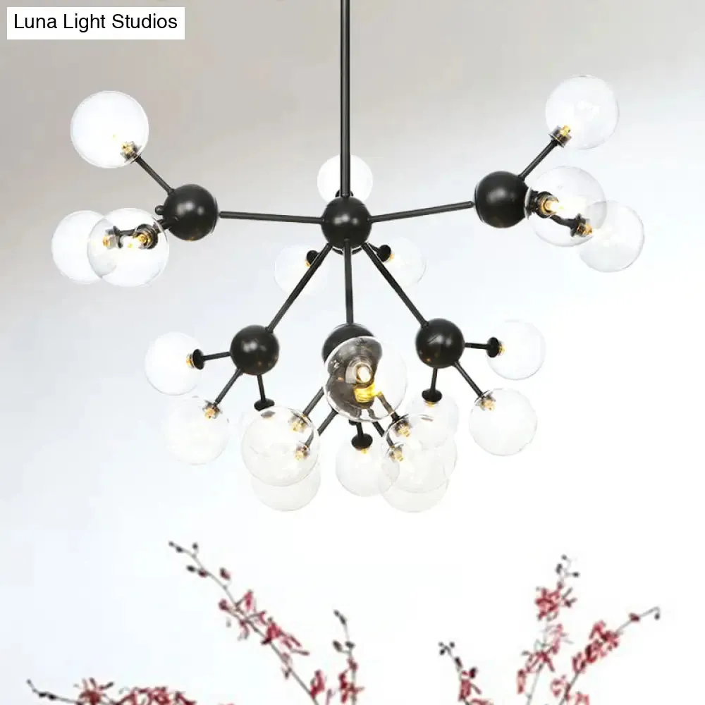 Industrial Orb Chandelier Lamp with Sputnik Design, Amber/Clear/Smoke Gray Glass, 3/9/12 Lights, 13"/27.5"/34" Wide