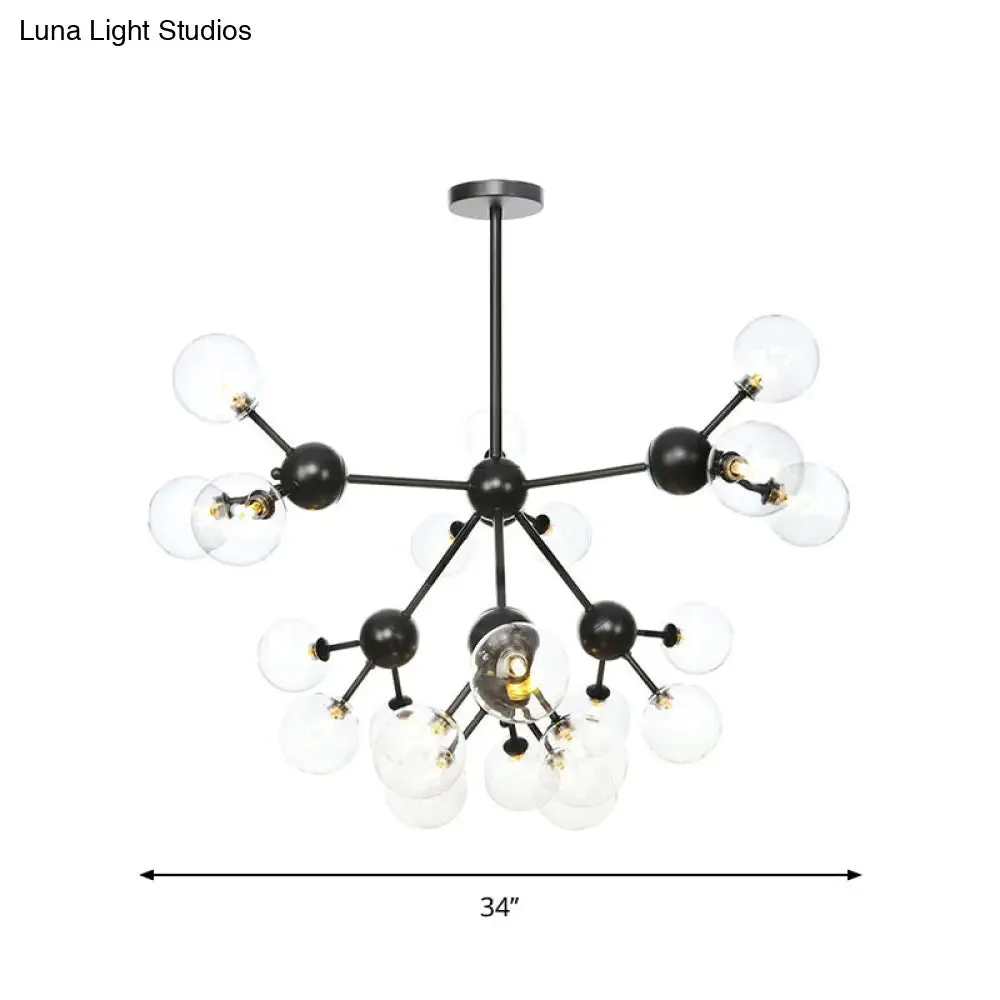 Industrial Orb Chandelier Lamp with Sputnik Design, Amber/Clear/Smoke Gray Glass, 3/9/12 Lights, 13"/27.5"/34" Wide