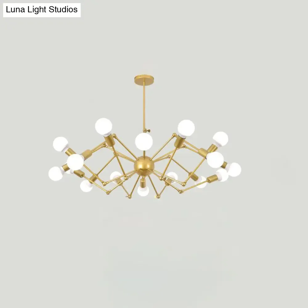 Industrial Spider Chandelier with Open Bulb Design for Clothing Shops