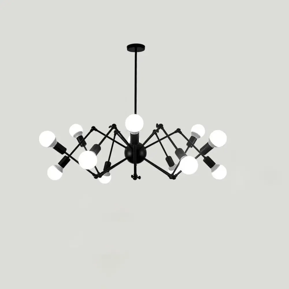 Industrial Spider Chandelier with Open Bulb Design for Clothing Shops