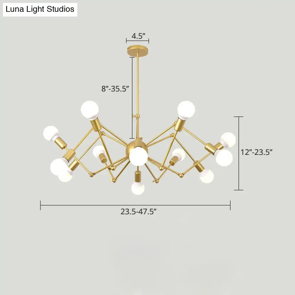 Industrial Spider Chandelier with Open Bulb Design for Clothing Shops