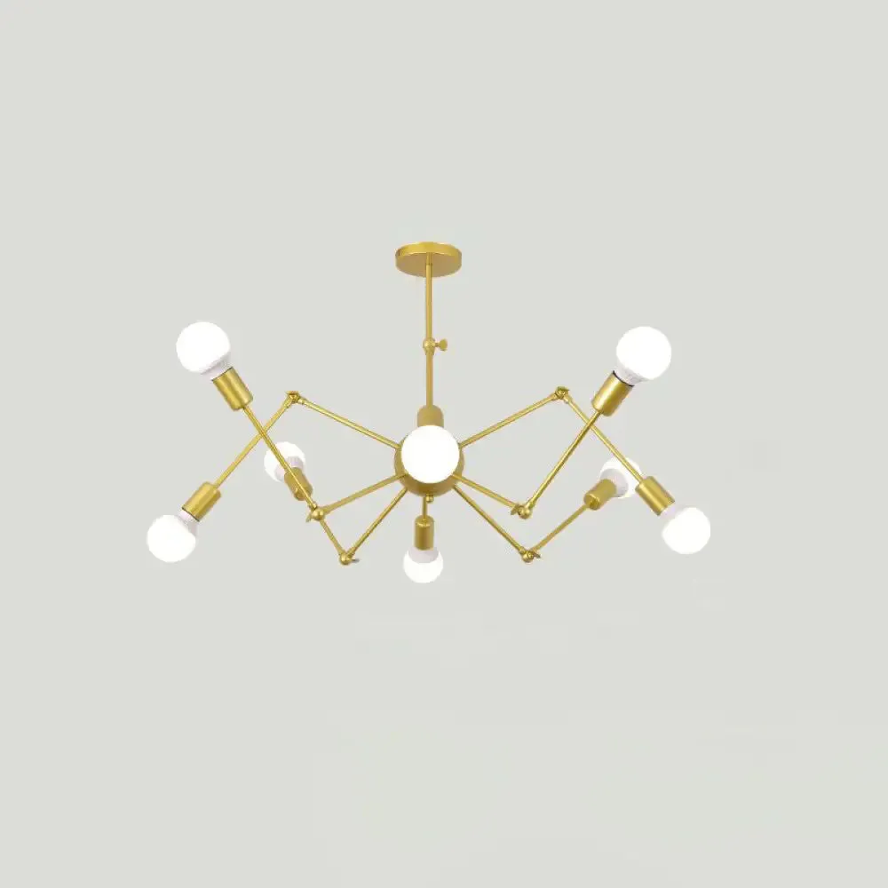 Industrial Spider Chandelier with Open Bulb Design for Clothing Shops