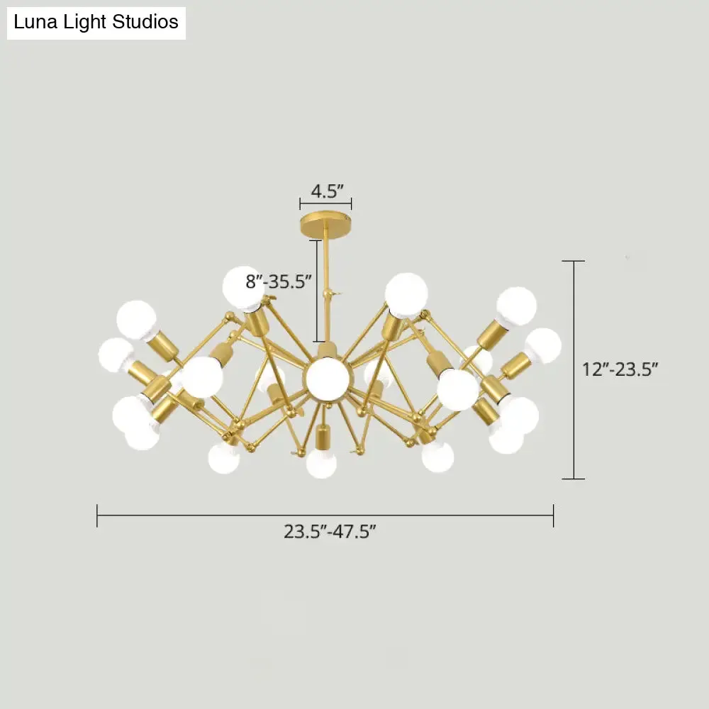 Industrial Spider Chandelier with Open Bulb Design for Clothing Shops