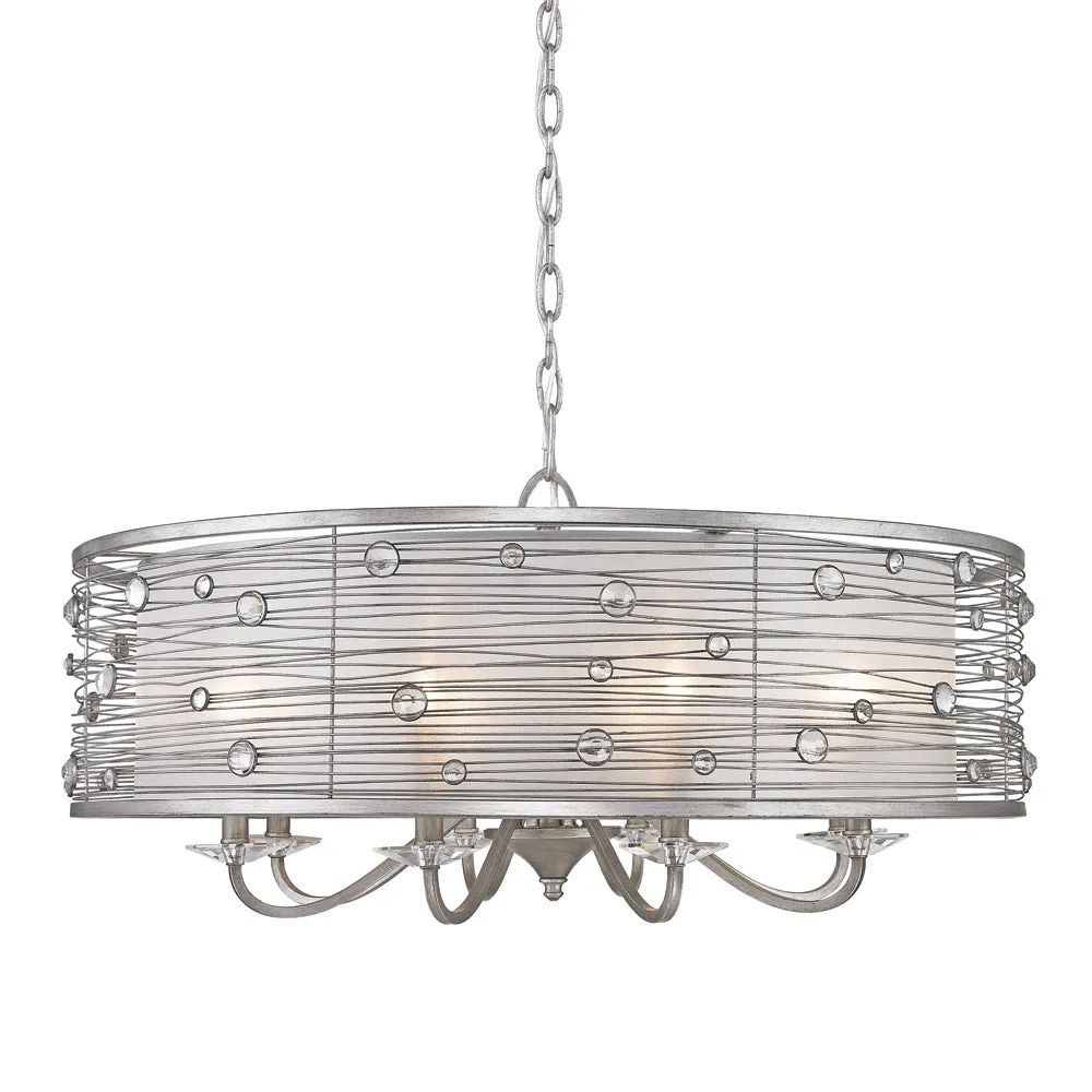 JOIA 8 LIGHT CHANDELIER, PERUVIAN SILVER