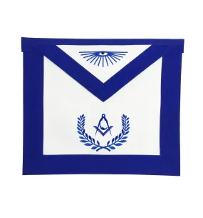 Junior Deacon Blue Lodge Officer Apron - Royal Blue with Wreath