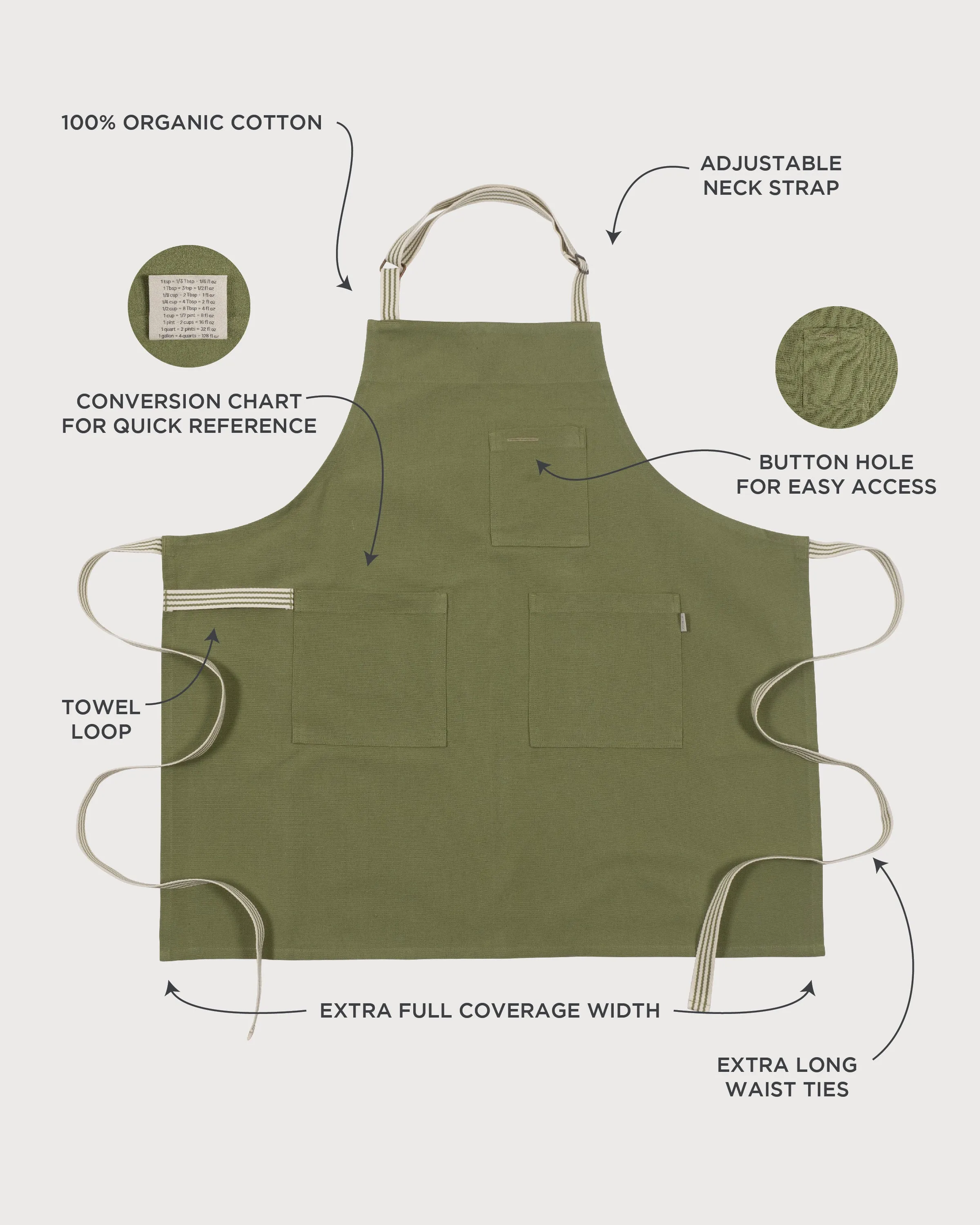 KAF Home Rooted Sustainable Chef's Apron - 32" x 30"