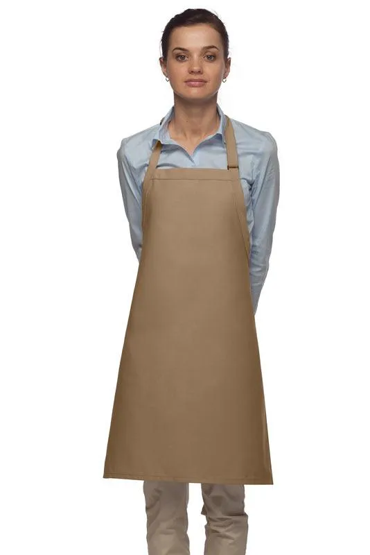 Khaki Deluxe Bib Adjustable Apron (No Pockets)