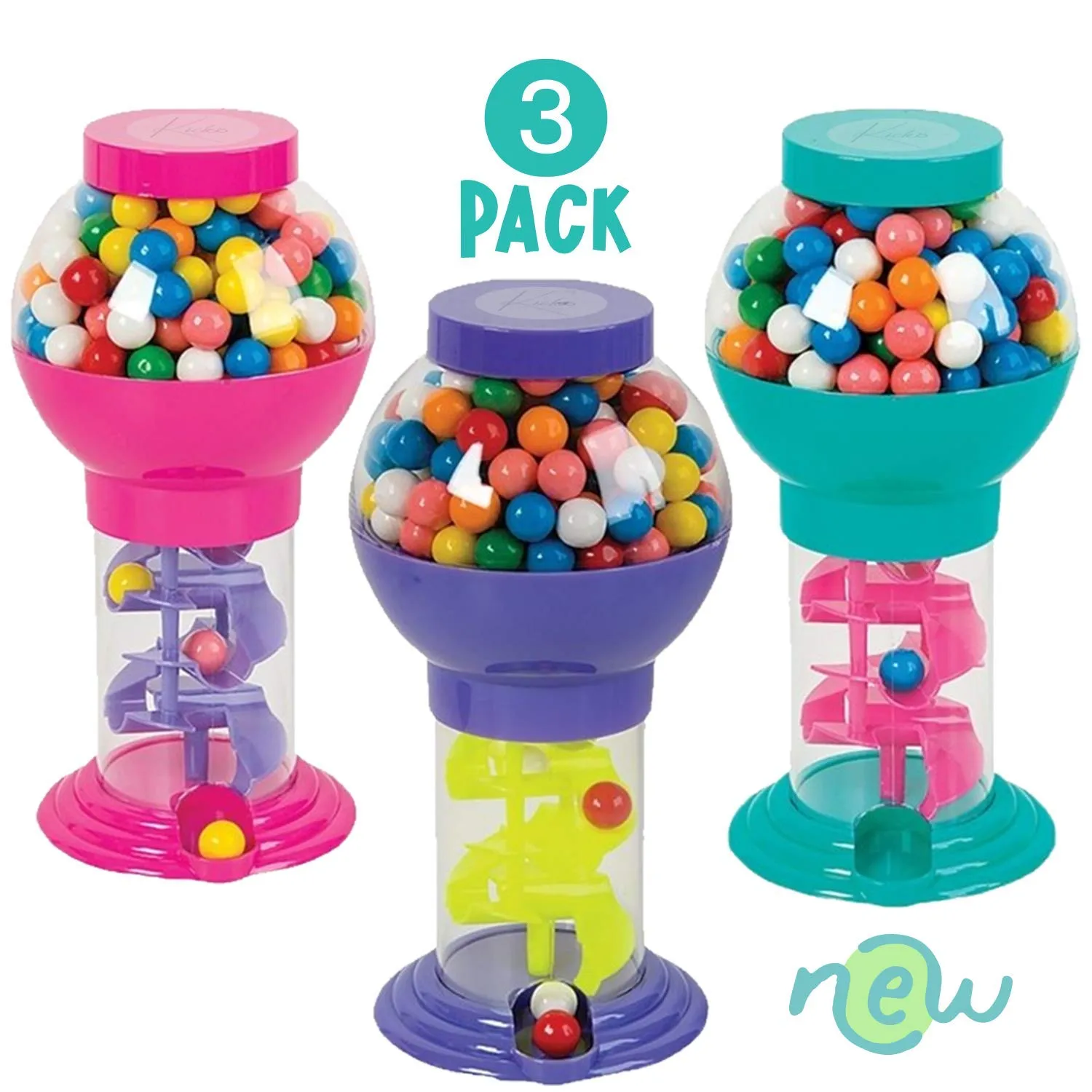 Kicko Twirling Gumball Machines - 3 Pack - 9.75 Inch - Galaxy Candy Dispenser