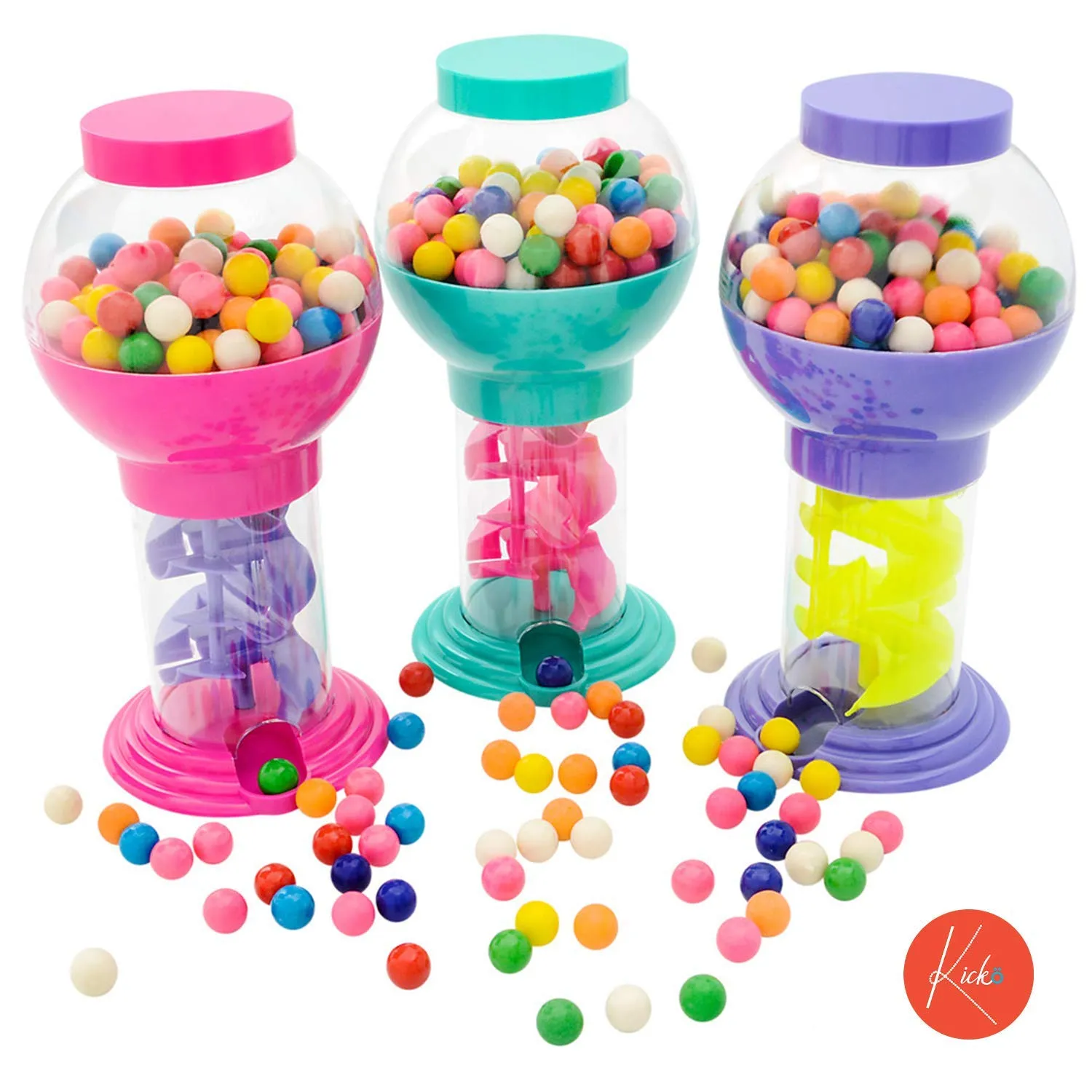 Kicko Twirling Gumball Machines - 3 Pack - 9.75 Inch - Galaxy Candy Dispenser