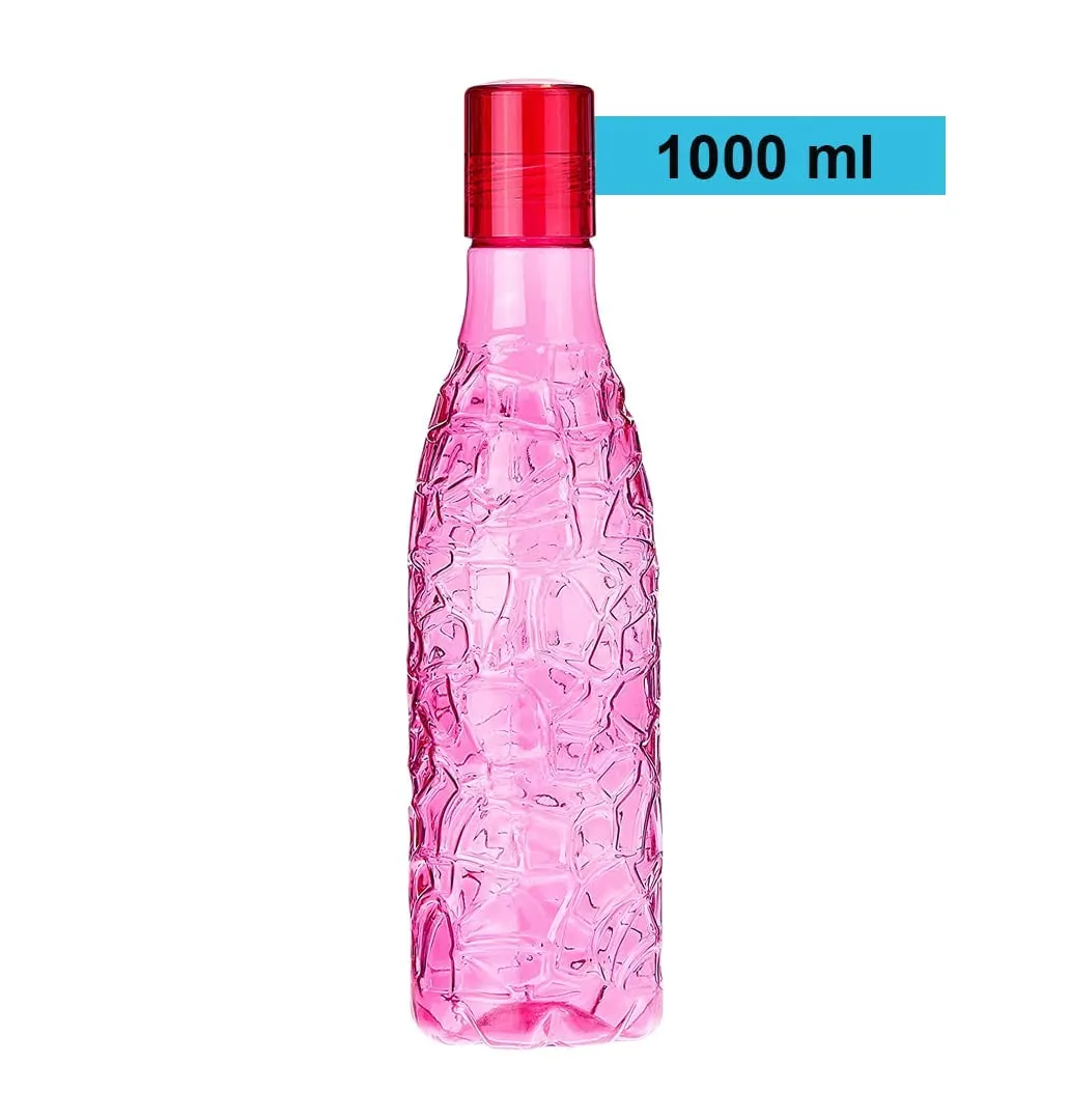 Kuber Industries BPA-Free Plastic Water Bottle|Leak Proof, Firm Grip, 100% Food Grade Plastic Bottles|for Home, Office, & Gym|Unbreakable, Freezer Proof, Fridge Water Bottle|Set of 6|Pink (Pack of 3)