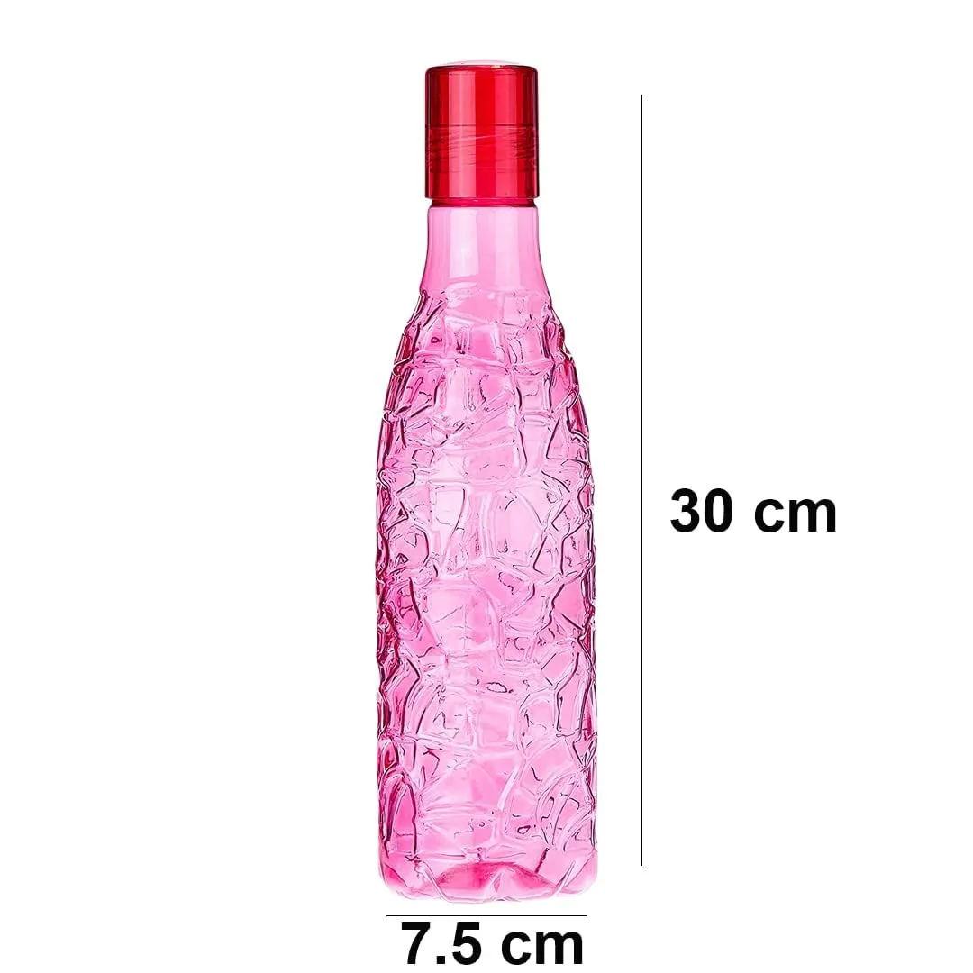 Kuber Industries BPA-Free Plastic Water Bottle|Leak Proof, Firm Grip, 100% Food Grade Plastic Bottles|for Home, Office, & Gym|Unbreakable, Freezer Proof, Fridge Water Bottle|Set of 6|Pink (Pack of 3)